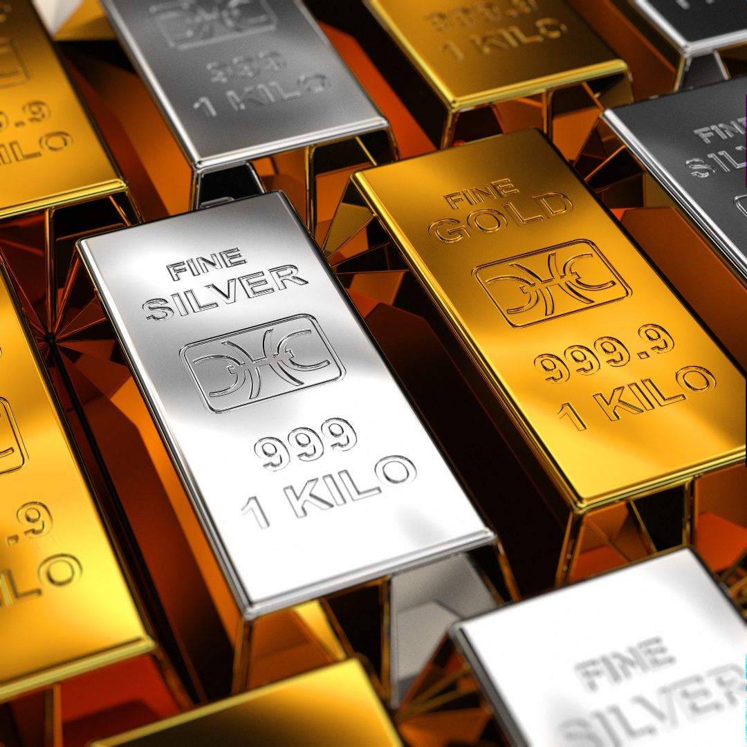 lingotes de oro y plata